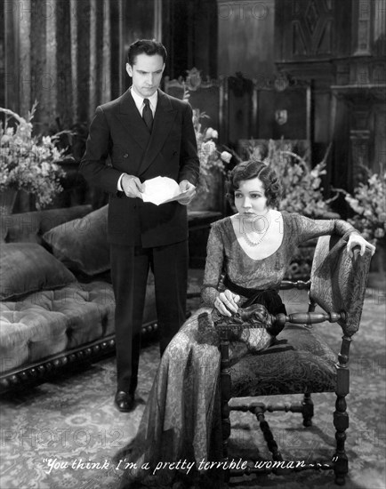 Fredric March, Claudette Colbert, on-set of the Film, "Manslaughter", 1930