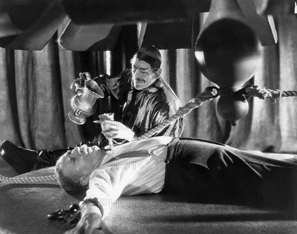 Lawrence Grant, Boris Karloff, on-set of the Film, "The Mask of Fu Manchu", 1932