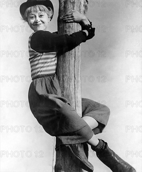 Giuletta Masina, on-set of the film, "La Strada", 1954