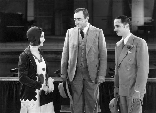 Fay Wray, Eugene Pallette, William Powell, on-set of the Film "Pointed Heels", 1929