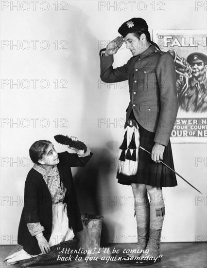 Beryl Mercer, Gary Cooper, on-set of the Film "Seven Days' Leave", 1930