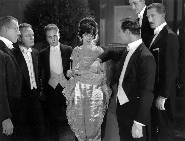 Mabel Normand (Center), on-set of the Silent Film "The Slim Princess", 1920