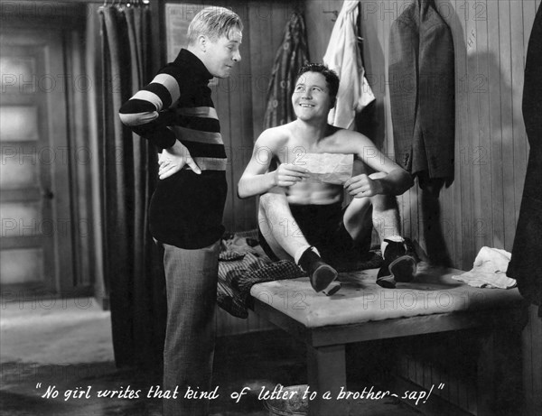 Richard 'Skeets' Gallagher, Jack Oakie, on-set of the Film "The Social Lion",  1930