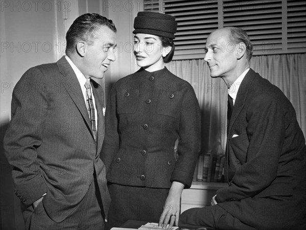 Maria Callas, with Ed Sullivan and Rudolf Bing, Portrait, 1956