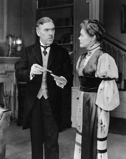 Leo G. Carroll, Janet Beecher, on-set of the Broadway Play "The Late George Apley", Lyceum Theater, New York, 1944