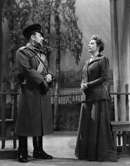 Dennis King, Judith Anderson, on-set of the Broadway Play "Three Sisters", Ethel Barrymore Theater, New York, 1942