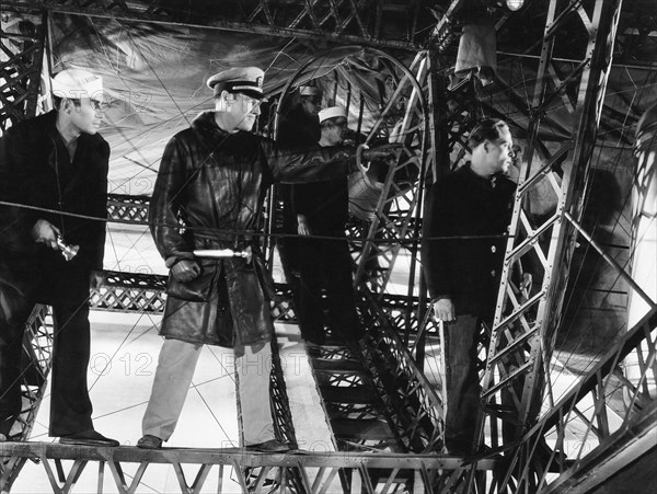 Jack Holt, (center), on-set of the Film "Dirigible", 1931