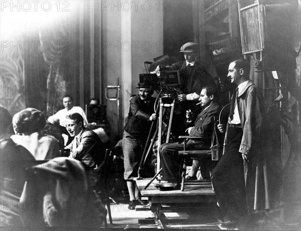 Director Josef von Sternberg, (seated behind camera), on-set of the Film "Dishonored", 1931