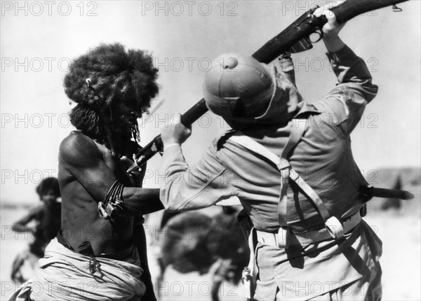 Fight Scene, on-set of the Film "The Four Feathers", 1939