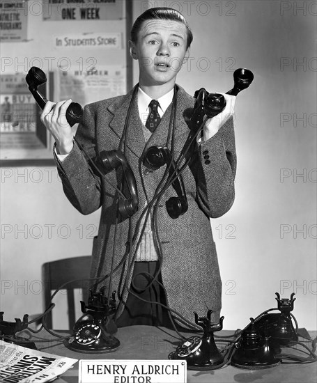 Jimmy Lydon, on-set of the Film "Henry Aldrich, Editor", 1942