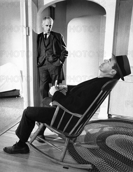 Paul Stewart, John Forsythe, on-set of the Film "In Cold Blood", 1967