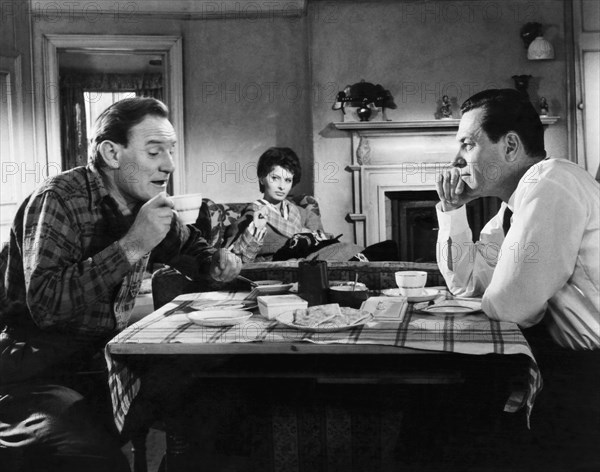 Trevor Howard, Sophia Loren, William Holden, on-set of the Film "The Key", 1958