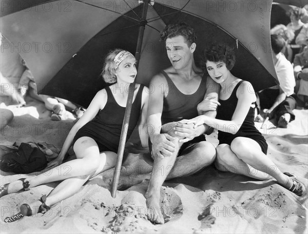 Edna Murphy, Guinn Williams, Fanny Brice, on-set of the Silent Film "My Man", 1928