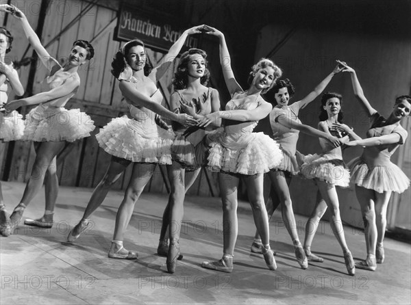 Janet Leigh, (center), on-set of the Film "The Red Danube", 1949