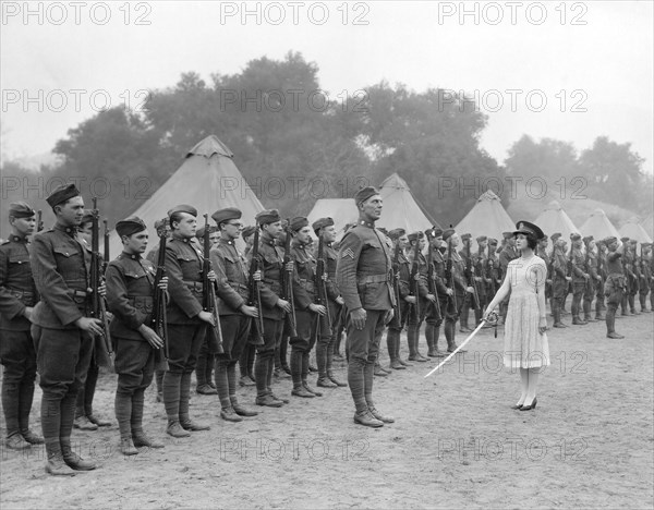 George K. Arthur (second left, front row), Karl Dane, (front and center), Marceline Day, on-set of  the Silent Film "Rookies", 1927