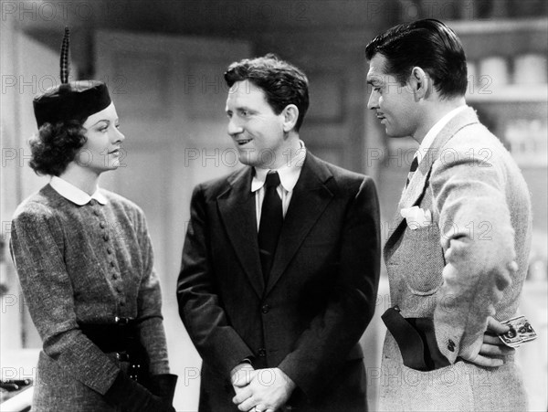 Myrna Loy, Spencer Tracy, Clark Gable, on-set of the Film "Test Pilot", 1938