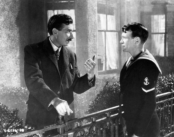 Robert Newton, John Mills, on-set of the Film "This Happy Breed", 1944