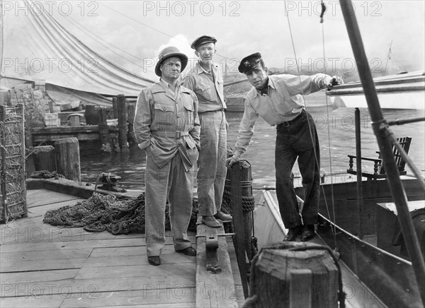 Walter Sande, Walter Brennan, Humphrey Bogart, on-set of the Film "To Have and Have Not" 1944