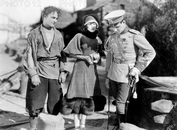 William Boyd, Elinor Fair, Victor Varconi, on-set of the Silent Film "The Volga Boatman", 1926