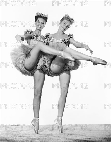 Cyd Charisse, Dee Turnell, on-set of the Film "Words and Music", 1948
