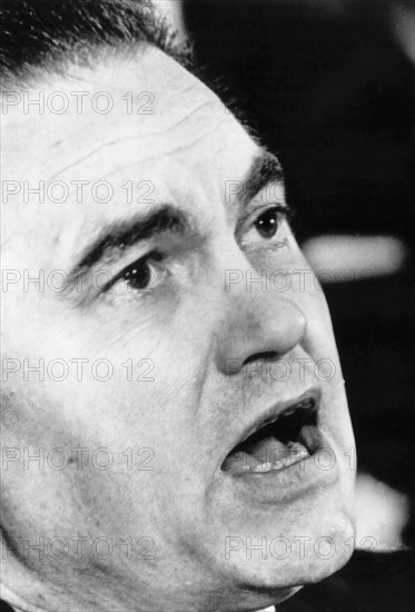 Alabama Governor George Wallace at Press Conference, Close-Up Portrait, Montgomery, Alabama, USA, March 14, 1965