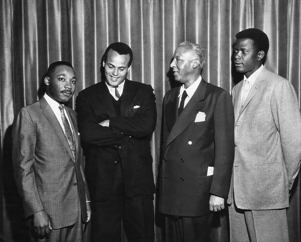 Martin Luther King, Jr., Harry Belafonte, Asa Philip Randolph, Sidney Poitier, Portrait, circa 1960