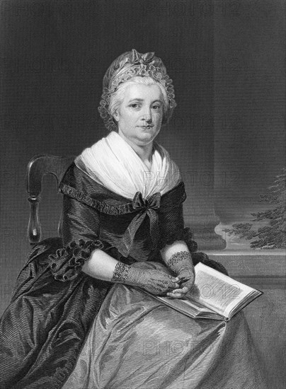 Martha Washington, Wife of First U.S. President George Washington, Engraved from Portrait by Alonzo Chappel, circa 1790's