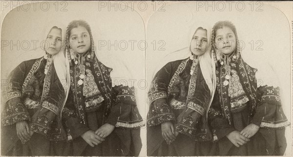 Young Girls of Bethlehem of Judea, Palestine, Stereo Card, circa 1890