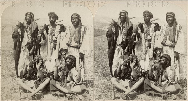 Bedouin Robbers, Wilderness of Judea, Near the Road to Jericho, Palestine, Stereo Card, 1896