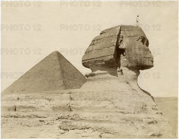 Sphinx, Great Pyramid, Cheops, Egypt, Albumen Print, circa 1880