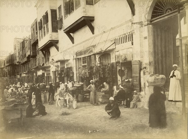 Market and Street Scene, Cairo, Egypt, Albumen Print, circa 1880