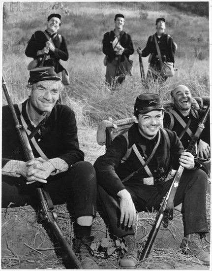 Audie Murphy (center), on-set of the Film “The Red Badge of Courage”, Directed by John Huston, 1951