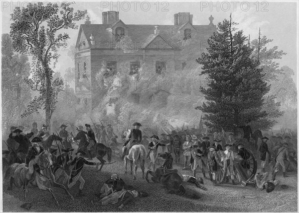 “Battle of Germantown - Attack on Judge Chew’s House”, 4 October 1777, From Painting by Alonzo Chappel, Engraved by Hinshelwood, Printed by Henry J. Johnson Publisher, NY, 1879
