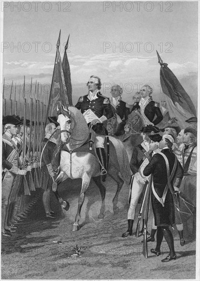 “Washington Taking Command of the Army”, 3 July 1775, Painting by Alonzo Chappel, Engraving Printed by Henry J. Johnson Publisher, NY, 1879