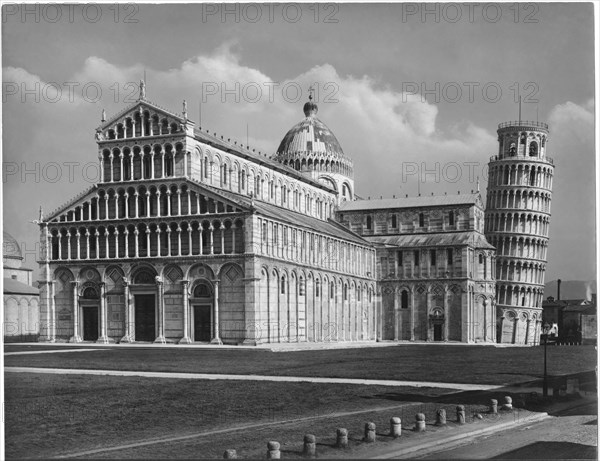 Cathedral and Tower, Pisa, Italy, Albumen Print, circa 1880