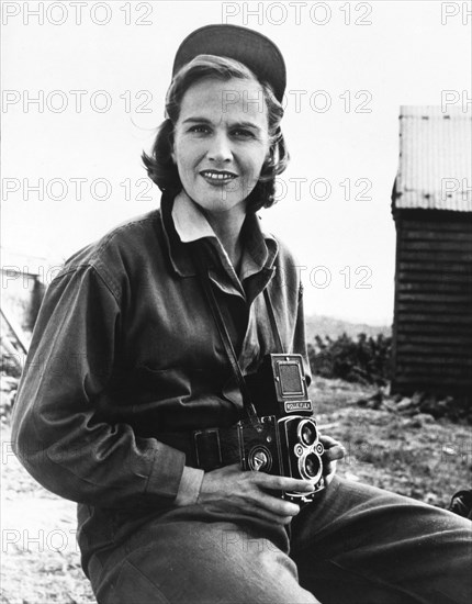 Actress Kim Hunter, Portrait with Camera, 1957