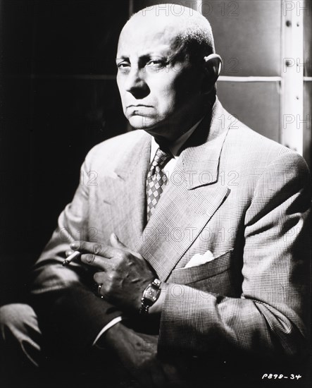 Erich von Stroheim, Portrait Smoking Cigarette on-set of the Film "Sunset Boulevard", 1950