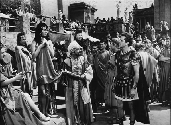 Richard Burton (left), on-set of the Film "The Robe", 1953