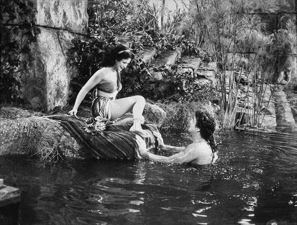 Hedy Lamarr, Victor Mature, on-set of the Film "Samson and Delilah", 1949