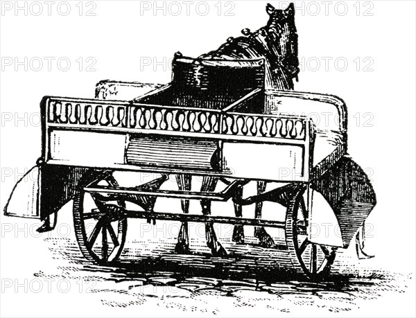 Horse-Drawn Outside Jaunting Car, England, "Classical Portfolio of Primitive Carriers", by Marshall M. Kirman, World Railway Publ. Co., Illustration, 1895