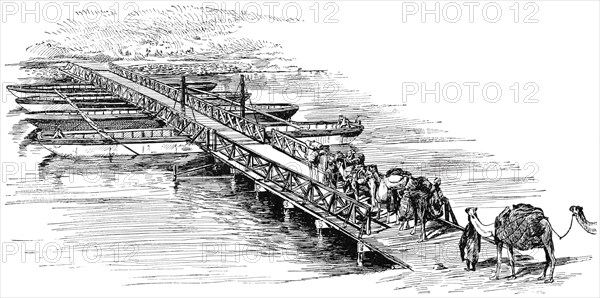 Crossing the Suez Canal, Thirty Miles from Port Said, Egypt, "Classical Portfolio of Primitive Carriers", by Marshall M. Kirman, World Railway Publ. Co., Illustration, 1895