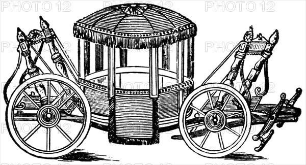 Frankfort-on-the-Main Coach, 1667, "Classical Portfolio of Primitive Carriers", by Marshall M. Kirman, World Railway Publ. Co., Illustration, 1895