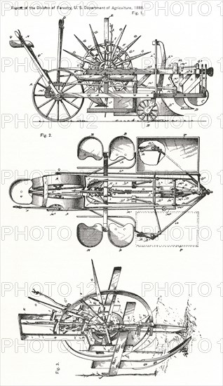 Tree Planting Machine, Report of the Commissioner of Agriculture, US Dept of Agriculture, Illustration,  1888