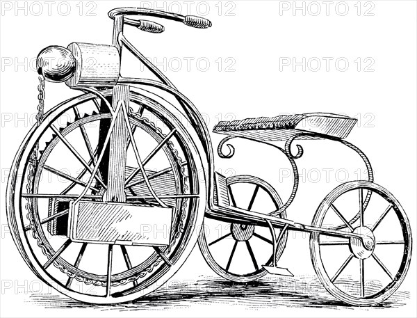 Electric Tricycle, C.H. Barrows, Illustration, circa 1895