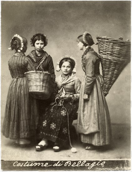 Portrait of Four Young Italian Women, Bellagio, Italy, circa 1880