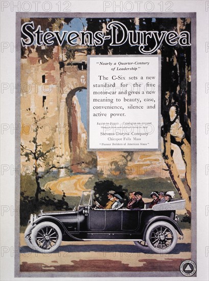 Stevens-Duryea Company Advertisement for C-Six Motor-Car, 1913