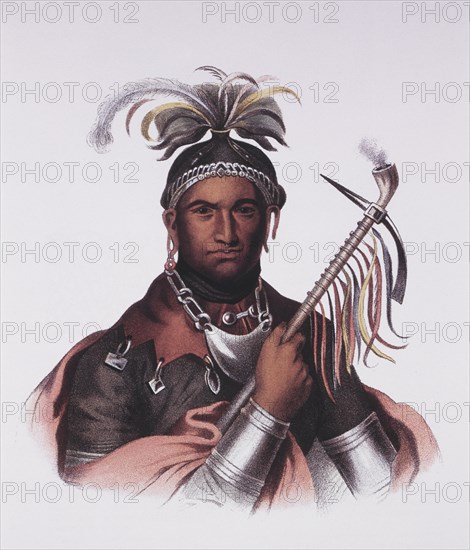 John Abeel, aka Cornplanter, Seneca War Chief and Diplomat, Portrait, Lithograph from a 1796 Painting by Frederick Bartoli