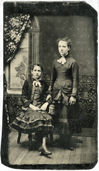 Portrait of Two Young Women, One Seated, circa 1870