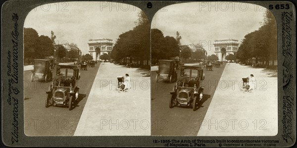 Arch de Triumph, Paris, France, commemorating victories of Napoleon, Underwood & Underwood, Stereo Card, circa 1910