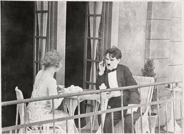 Charles Chaplin, on-set of the Silent Film “The Adventurer”, 1917